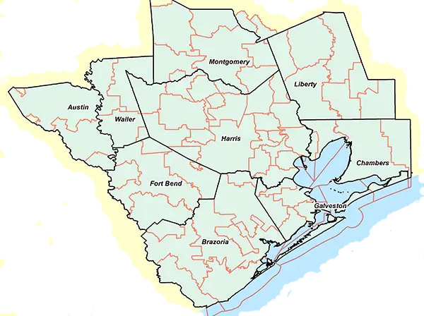 Map of 61 school districts